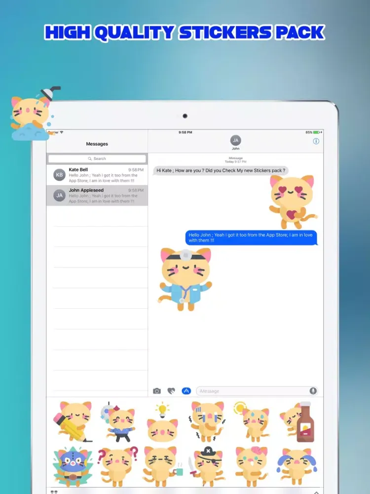 Tangkapan skrin Sassy The Cat Emoji Stickers iPad 