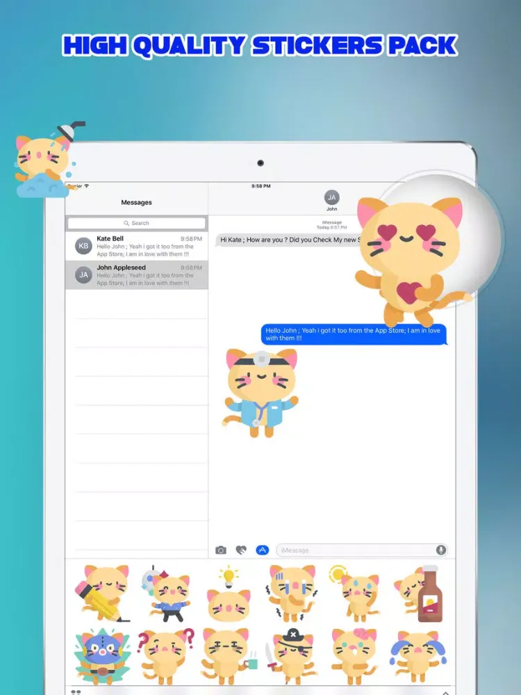 Tangkapan skrin Sassy The Cat Emoji Stickers iPad 