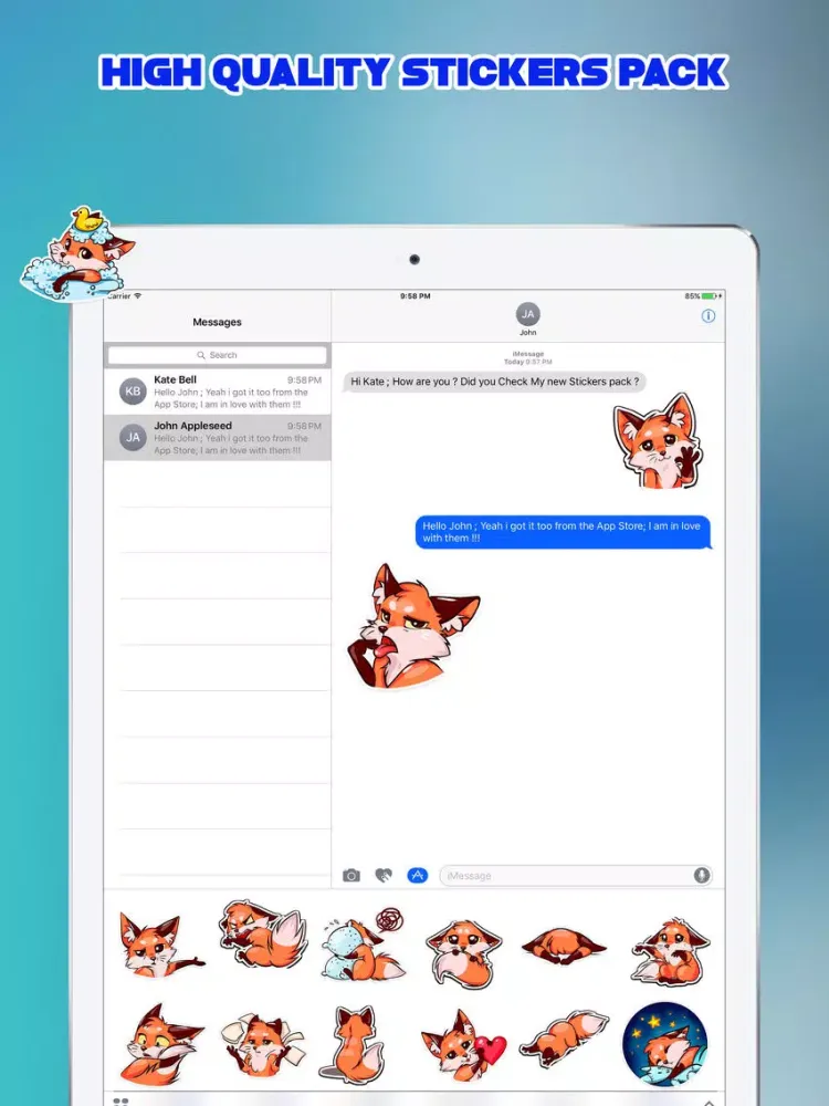 Scoot The Fox Emoji Stickers iPad  Screenshots