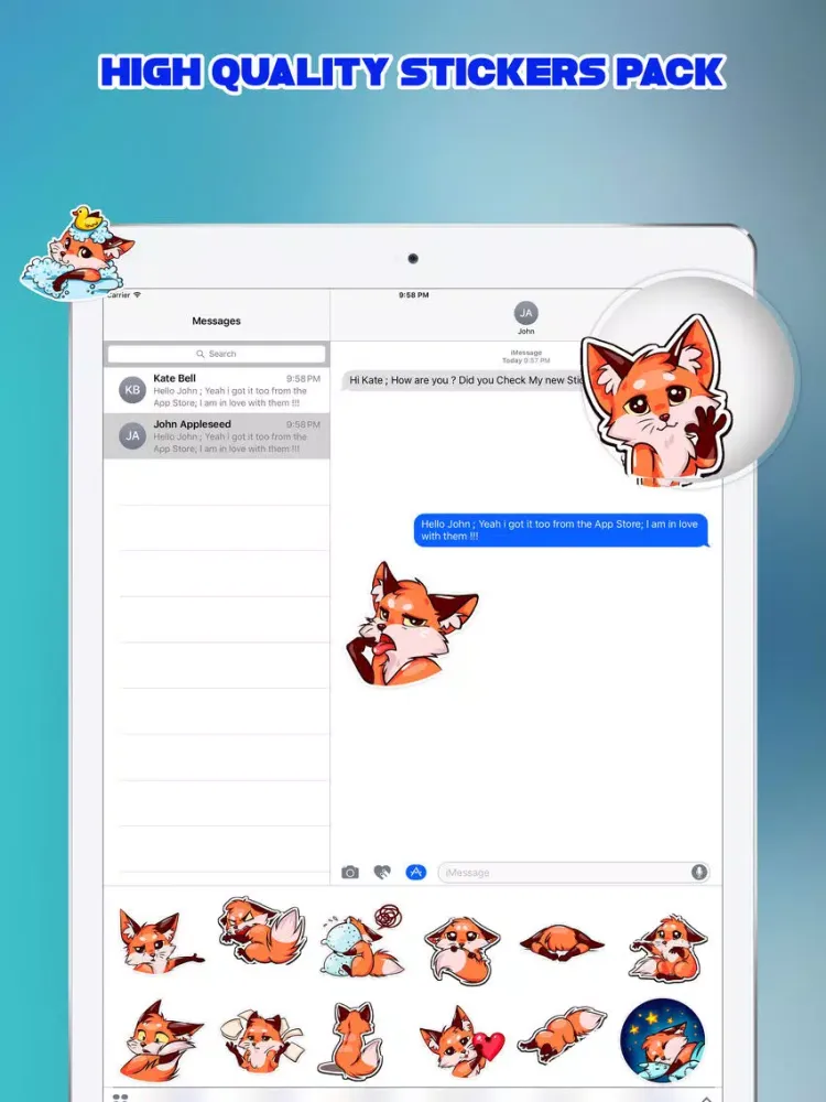 Scoot The Fox Emoji Stickers iPad  Screenshots