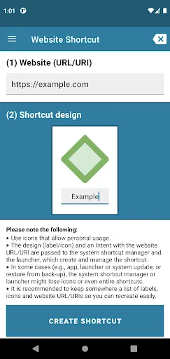Website Shortcut Ekran Görüntüleri