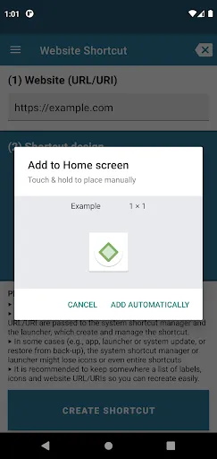 Website Shortcut Ekran Görüntüleri