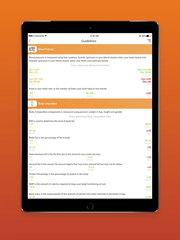 Captures d'écran de iHealthCheck iPad 