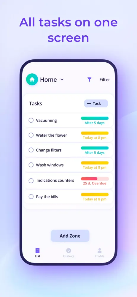 Housekeeping Сhores tracker स्क्रीनशॉट