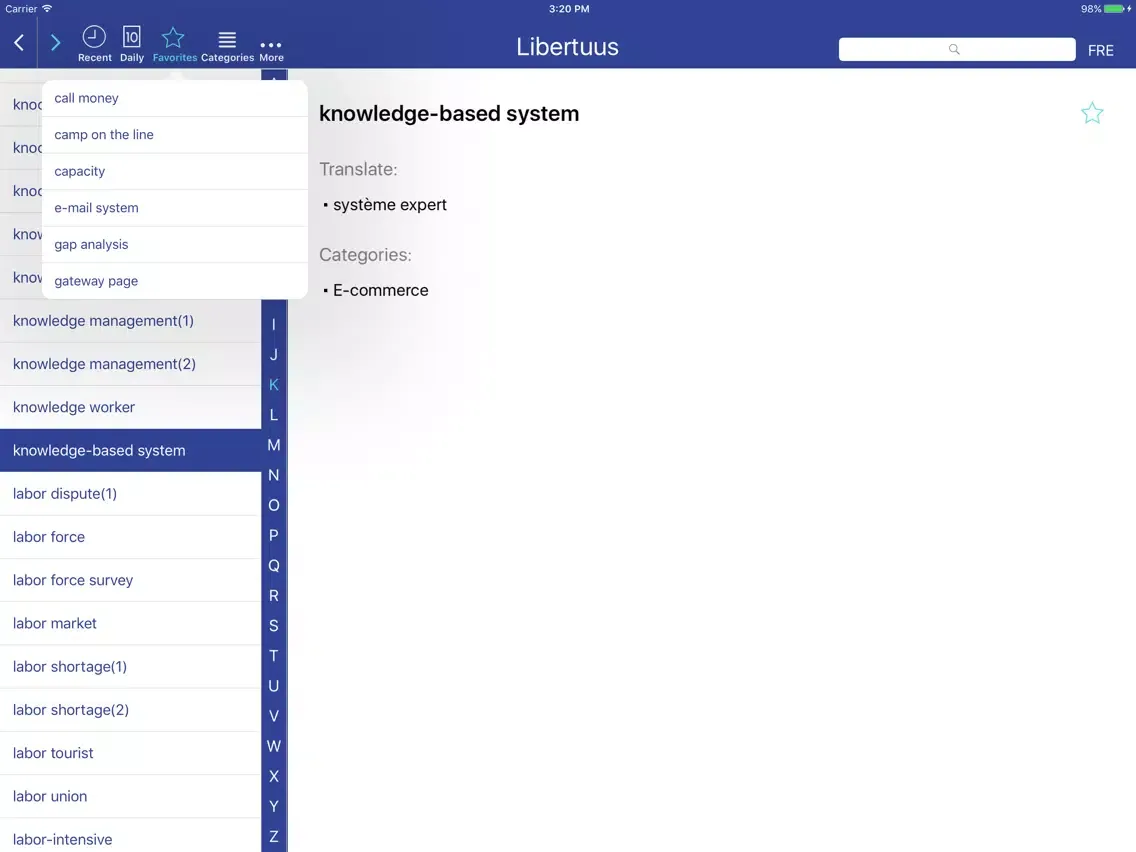 ภาพหน้าจอของ Libertuus Business Terms EN-FR iPad 