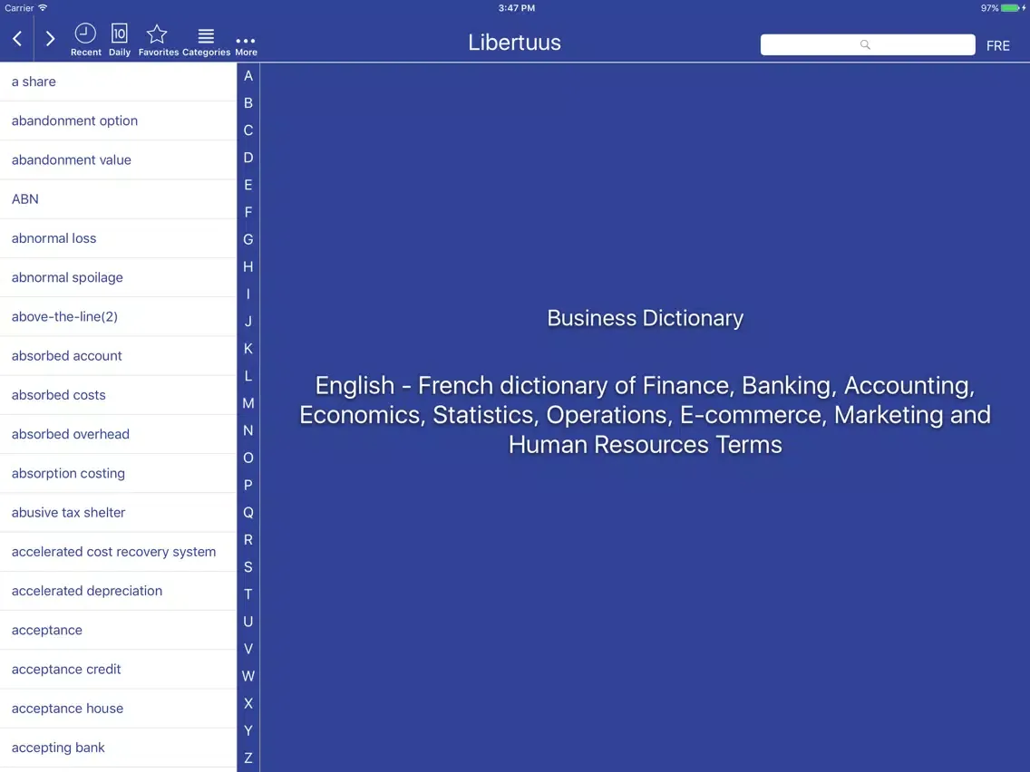 Libertuus Finance Terms EN-FR iPad  スクリーンショット