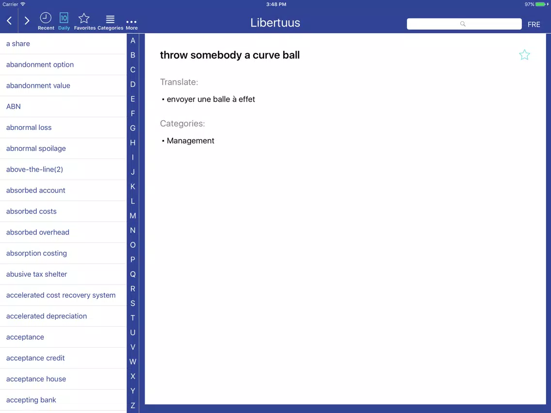 Captures d'écran de Libertuus Finance Terms EN-FR iPad 