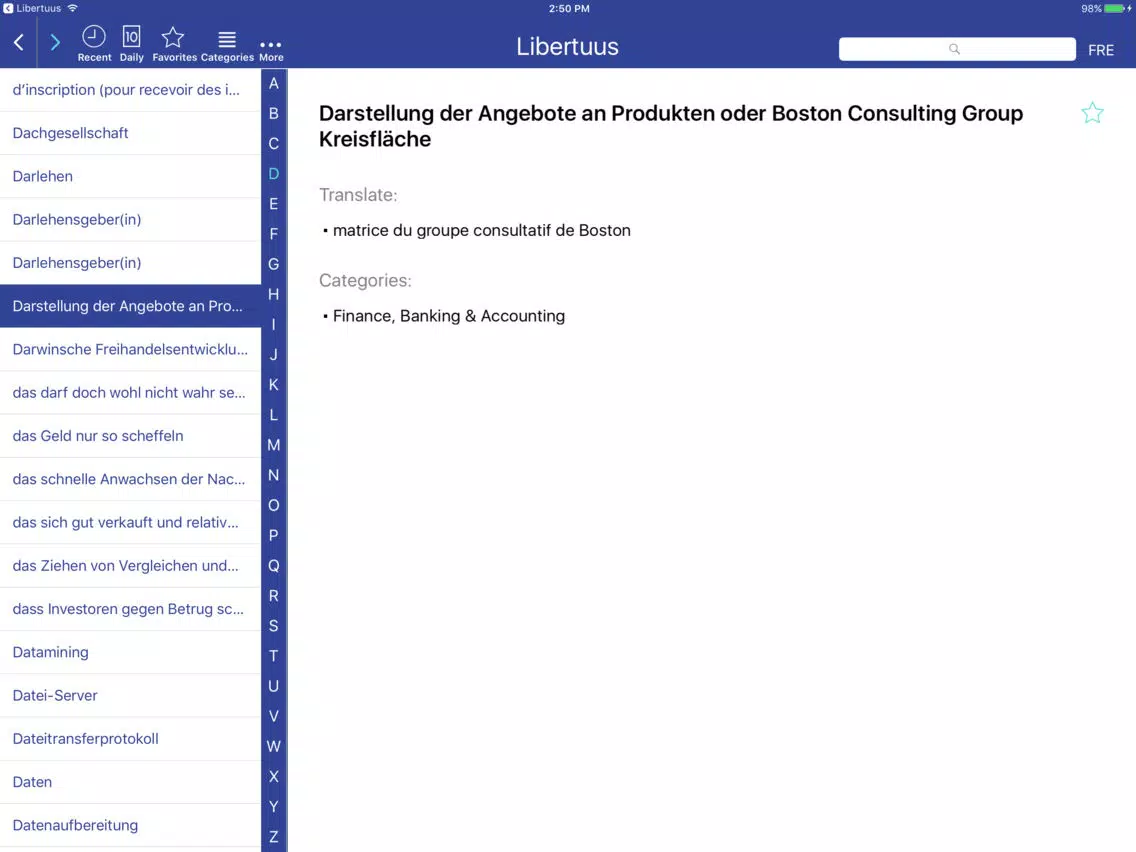 Libertuus Geschäfts DE-FR iPad 应用截图