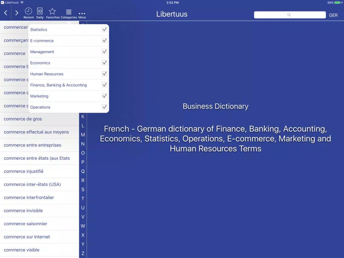 Libertuus Geschäfts DE-FR iPad 应用截图
