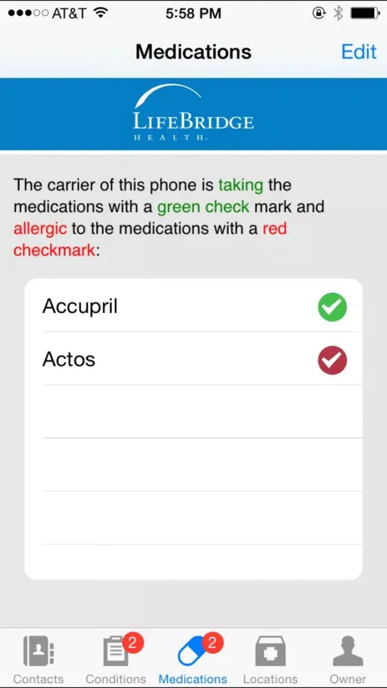 Screenshot di LifeBridge ICE Plus