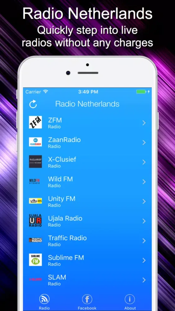 Tangkapan skrin Radio Netherlands - Live Radio Listening