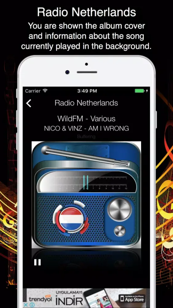 Tangkapan skrin Radio Netherlands - Live Radio Listening