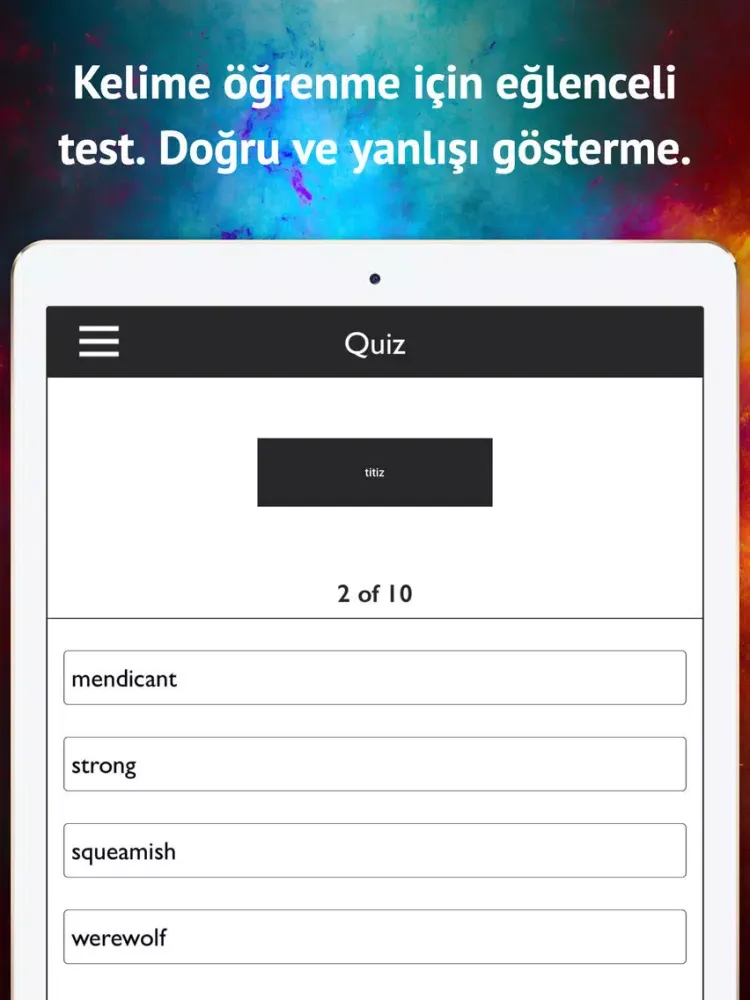 Türkçe - İngilizce Sözlük ve Kelime Test iPad Screenshots