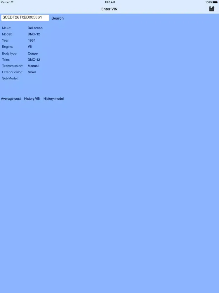 VIN Database Lite iPad  स्क्रीनशॉट