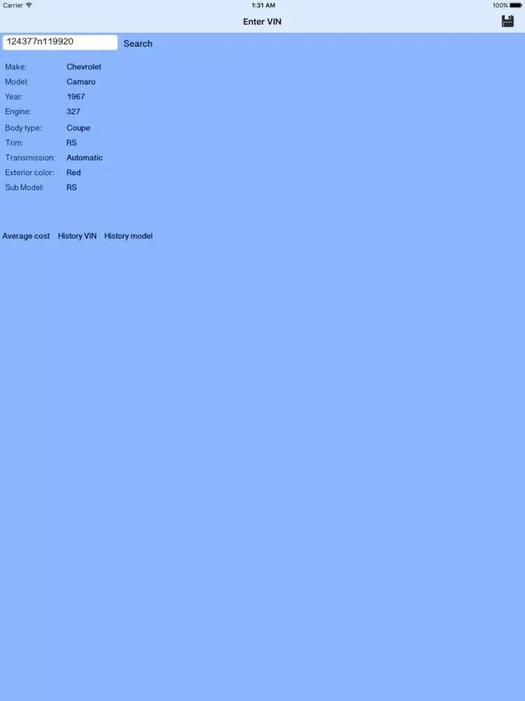 VIN Database Lite iPad  स्क्रीनशॉट