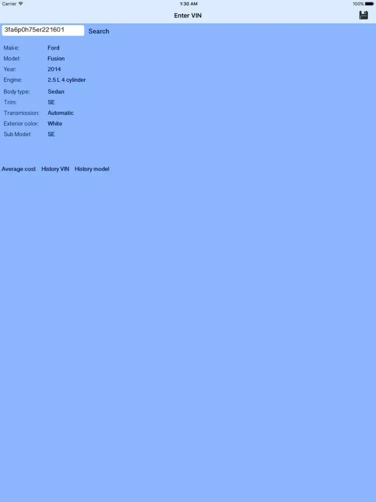 VIN Database Lite iPad  स्क्रीनशॉट