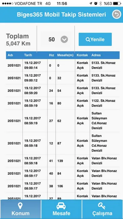 Denizli Mobil Takip Ekran Görüntüleri