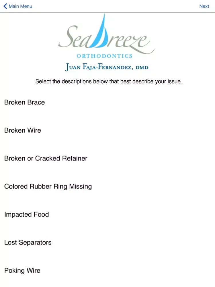 Ảnh chụp màn hình của Seabreeze Orthodontics iPad 