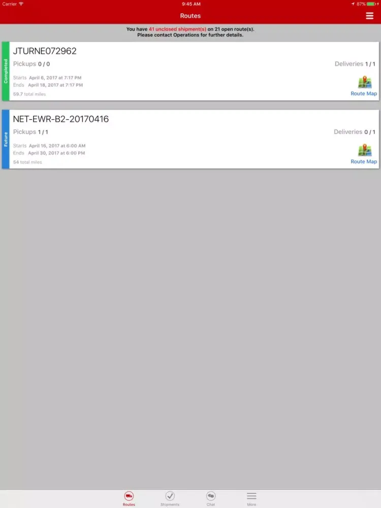 Capturas de pantalla de eTrack iPad 