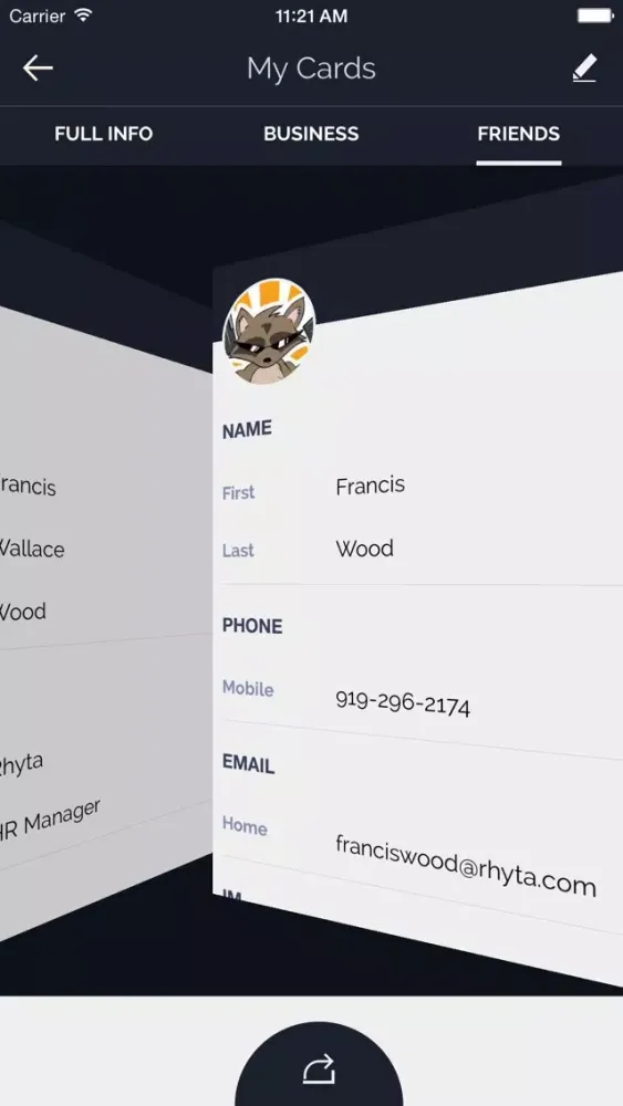 Ảnh chụp màn hình của Share My Contact