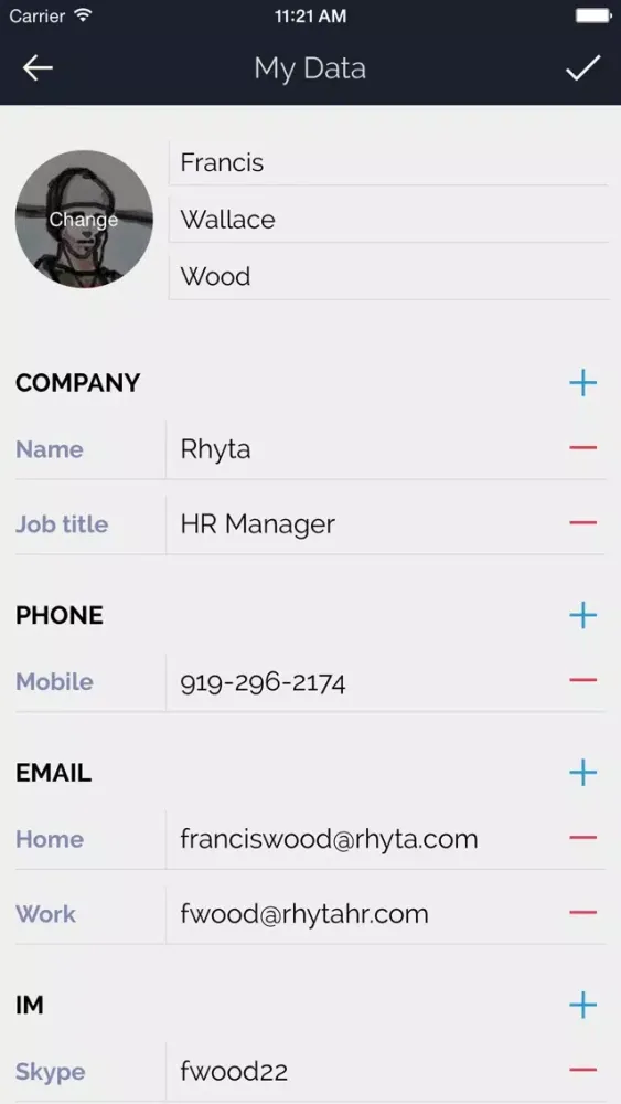 Ảnh chụp màn hình của Share My Contact