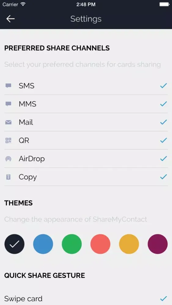 Ảnh chụp màn hình của Share My Contact