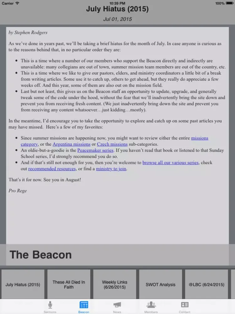 Lighthouse Bible Church iPad  Screenshots