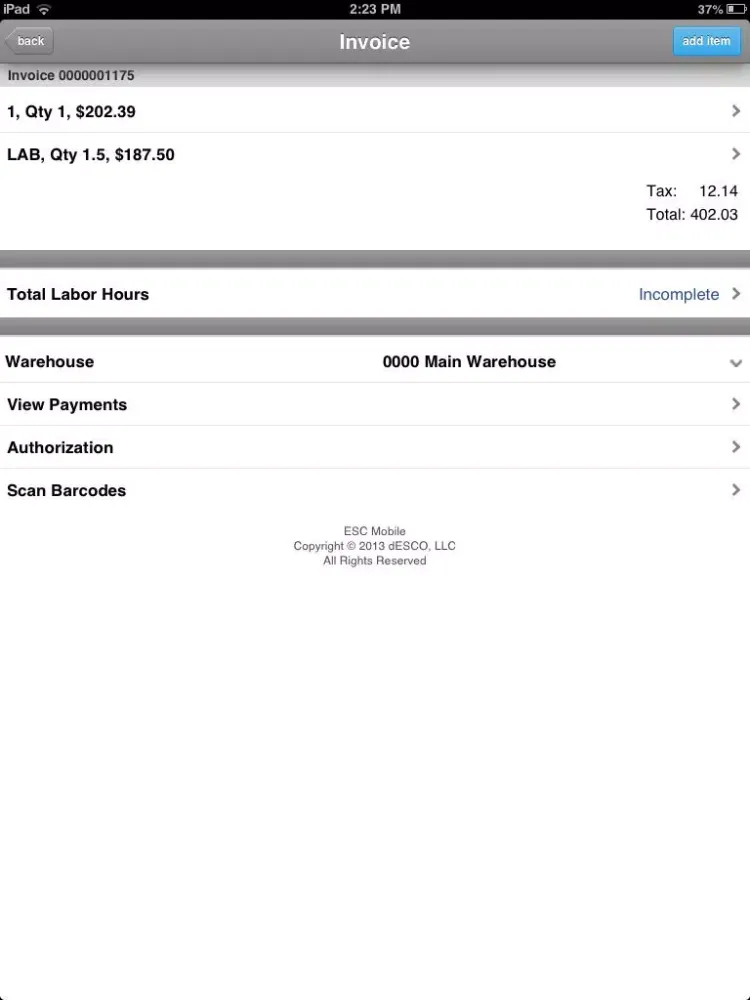 Capturas de tela do ESC Mobile 13: Field Service iPad 