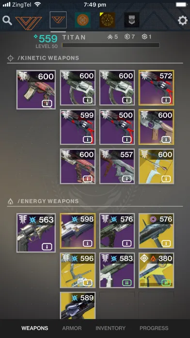 Tangkapan layar Ishtar Commander for Destiny 2