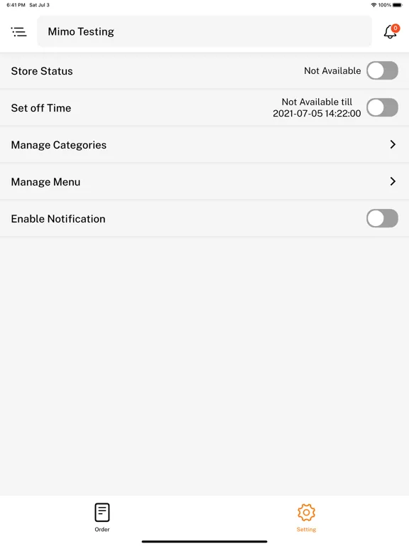 Tangkapan skrin Mimo Biz iPad 