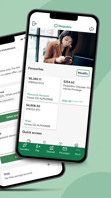 Tangkapan skrin Desjardins mobile services