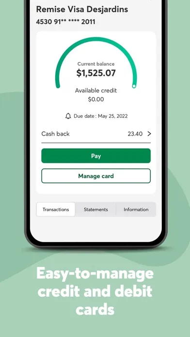 Tangkapan skrin Desjardins mobile services