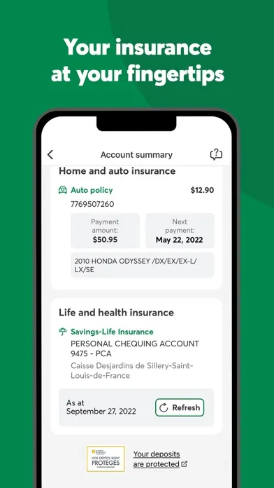 Tangkapan skrin Desjardins mobile services