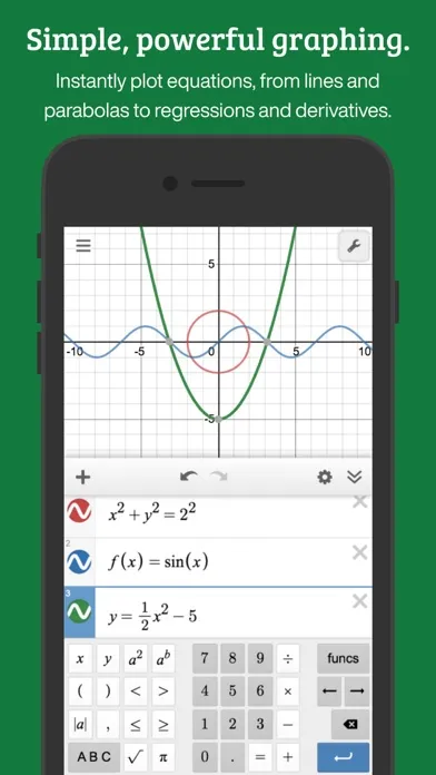 Capturas de tela do Desmos Graphing Calculator