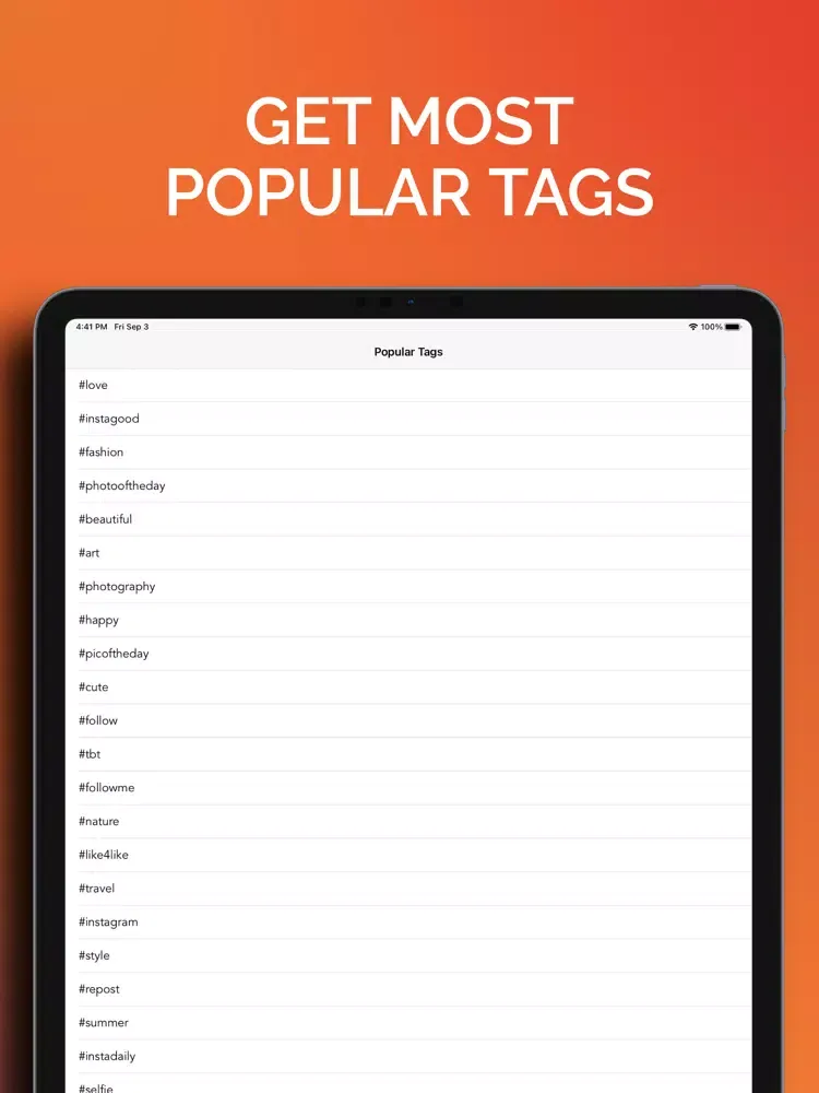 InstaTags: Tags for Instagram iPad 应用截图