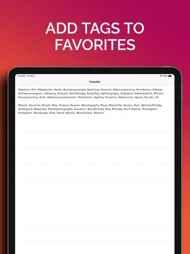 InstaTags: Tags for Instagram iPad 应用截图