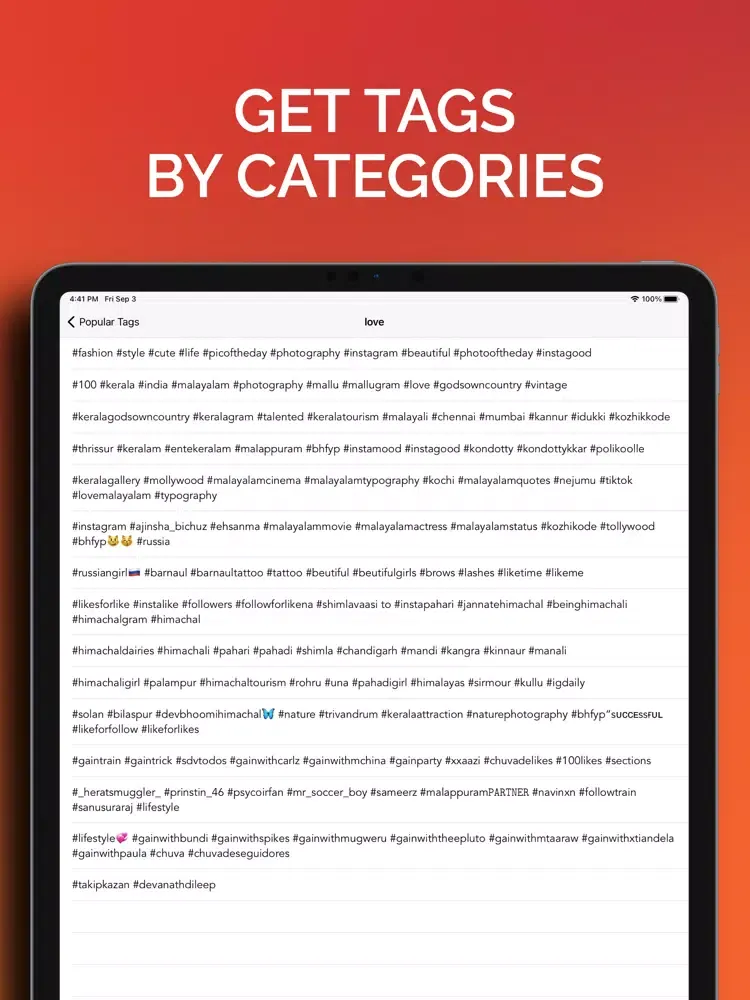 InstaTags: Tags for Instagram iPad 应用截图