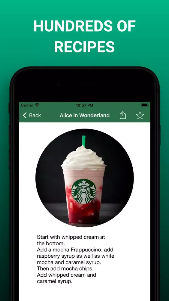 Zrzuty ekranu Secret Menu for Starbucks Plus