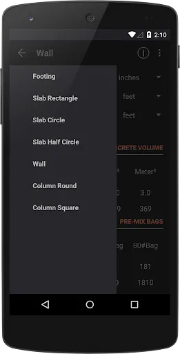 Binder - Concrete Calculator Screenshots
