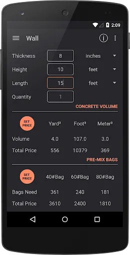 Binder - Concrete Calculator Screenshots