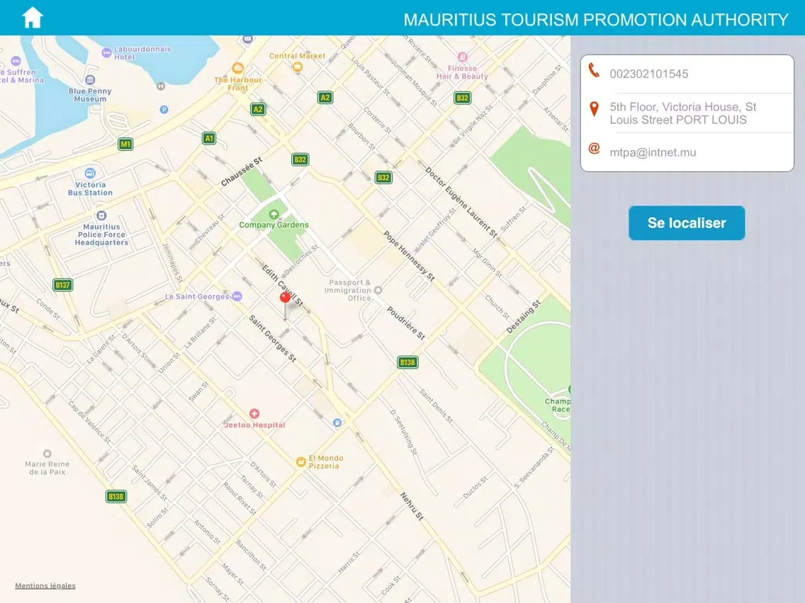 Tangkapan skrin Destination Mauritius iPad 