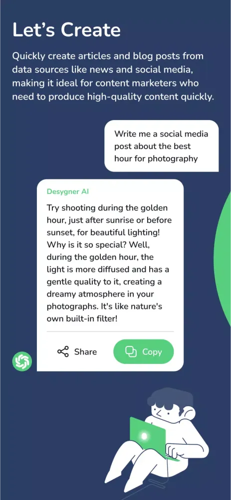 Chat AI. Desygner Screenshots