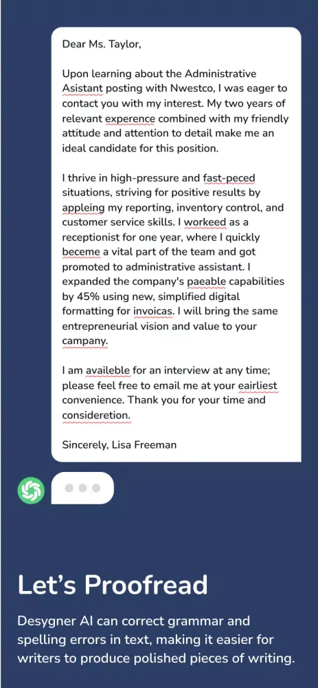 Chat AI. Desygner Screenshots