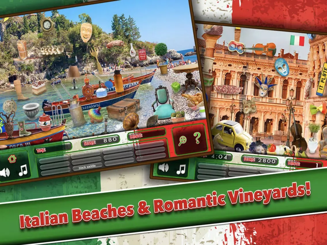 Capturas de tela do Hidden Objects Italy Spy Time iPad 