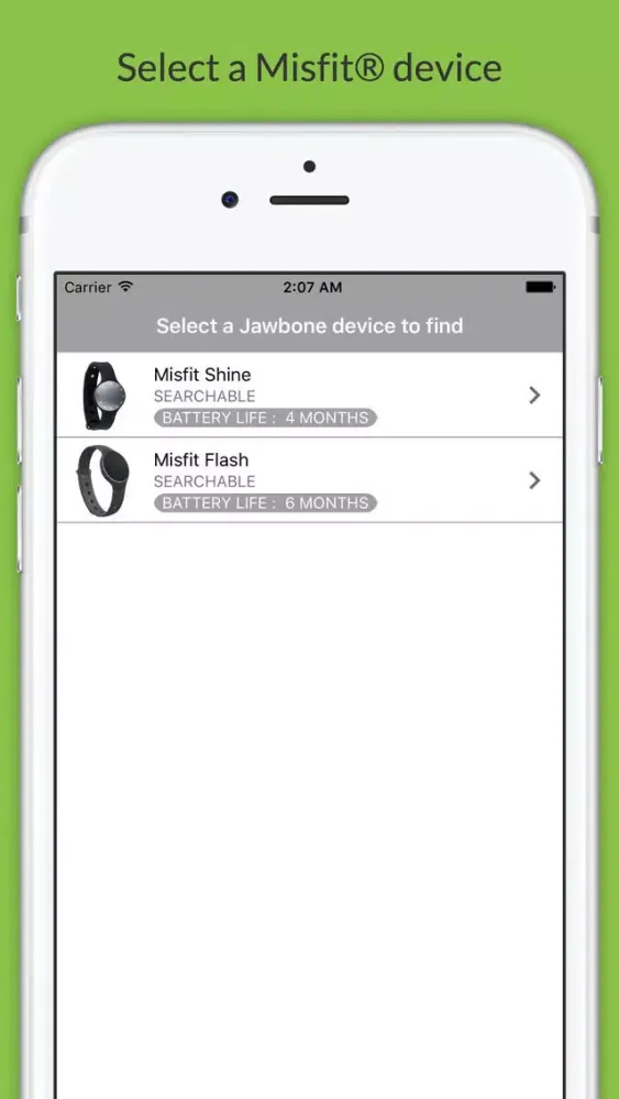 Tangkapan skrin Finder for Misfit - find your Shine and Flash device