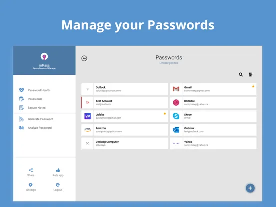 mPass: Secure Password Manager iPad 应用截图