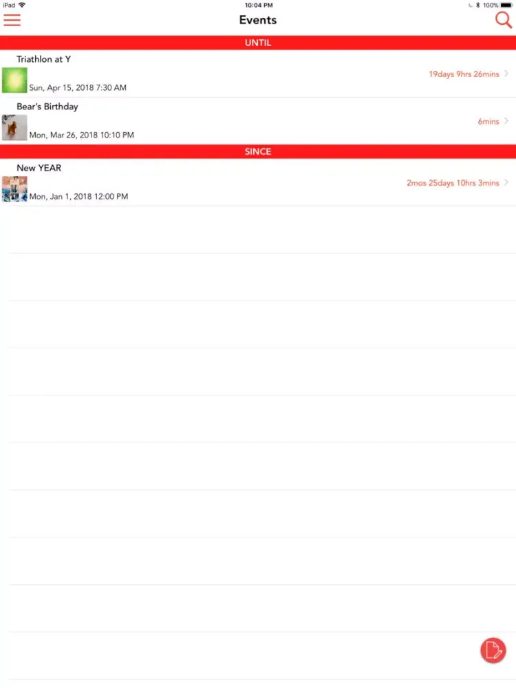 Ảnh chụp màn hình của 366 Events iPad 