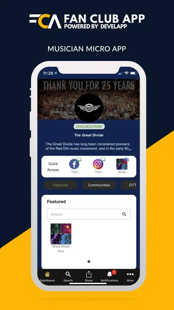 Tangkapan layar Fan Club App
