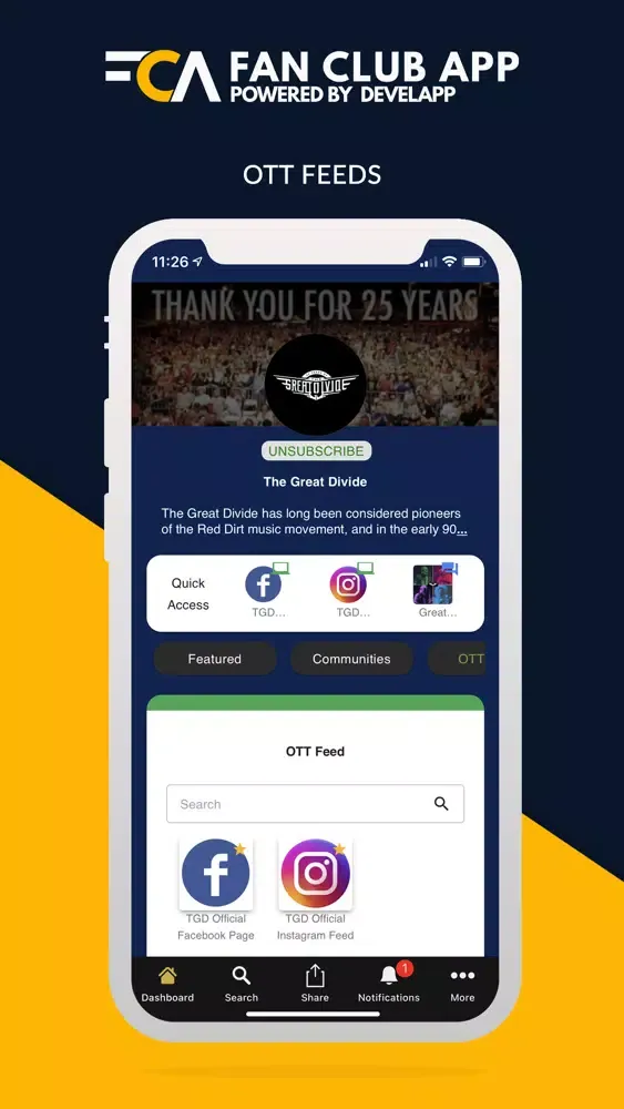 Tangkapan layar Fan Club App