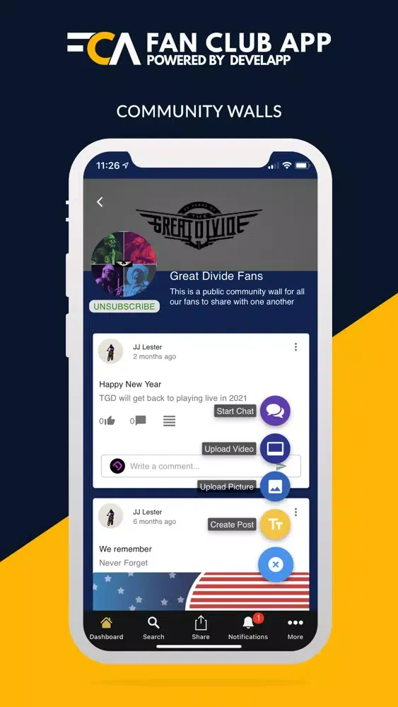 Tangkapan layar Fan Club App
